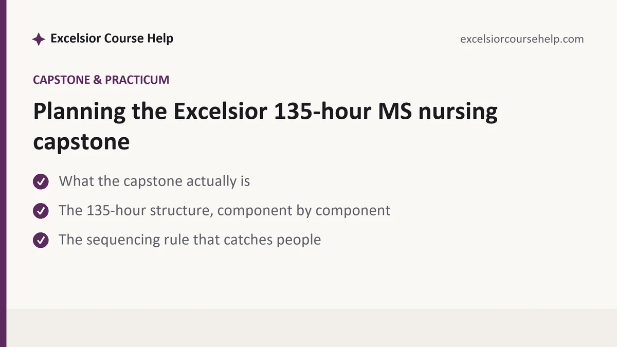 Planning the Excelsior 135-hour MS nursing capstone, a Excelsior student guide, from Excelsior Tutorship
