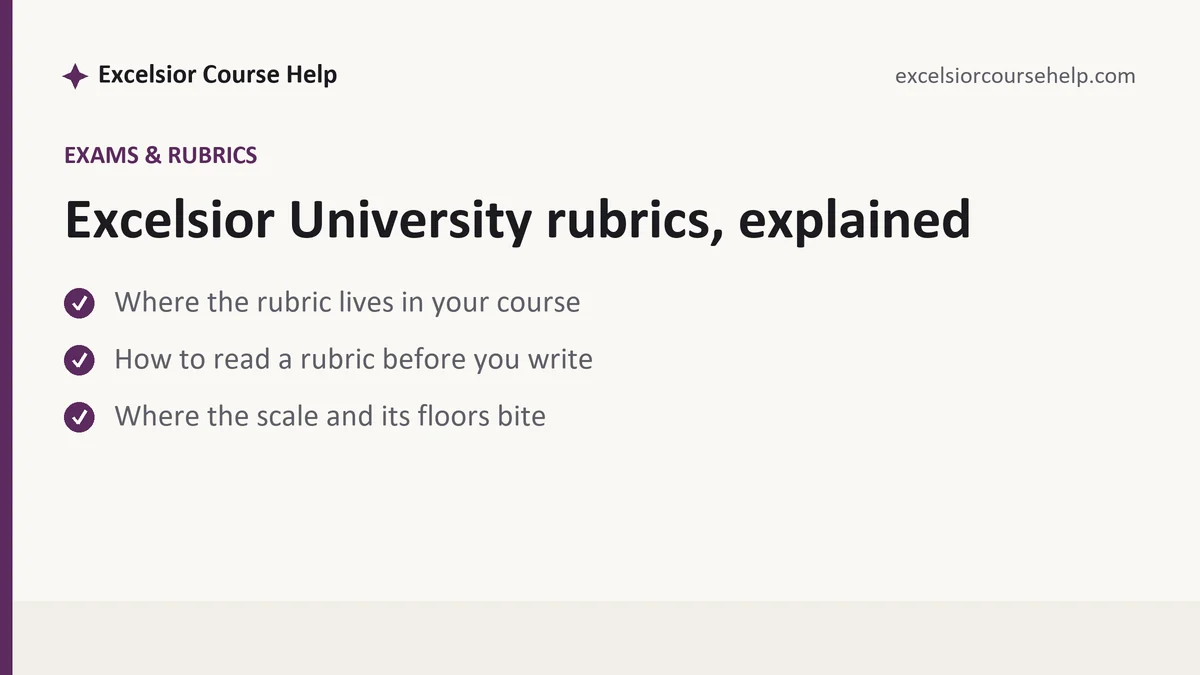 Excelsior University rubrics, explained, a Excelsior student guide, from Excelsior Tutorship