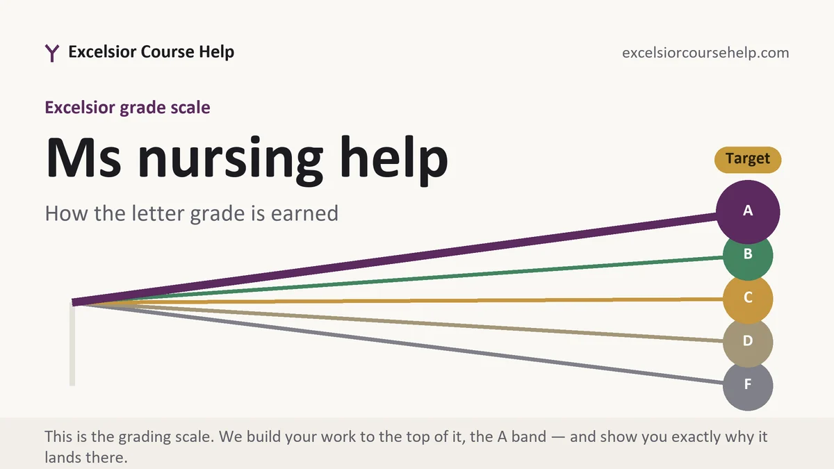 Ms nursing help at Excelsior, the grading standard every deliverable is built to, from Excelsior Tutorship