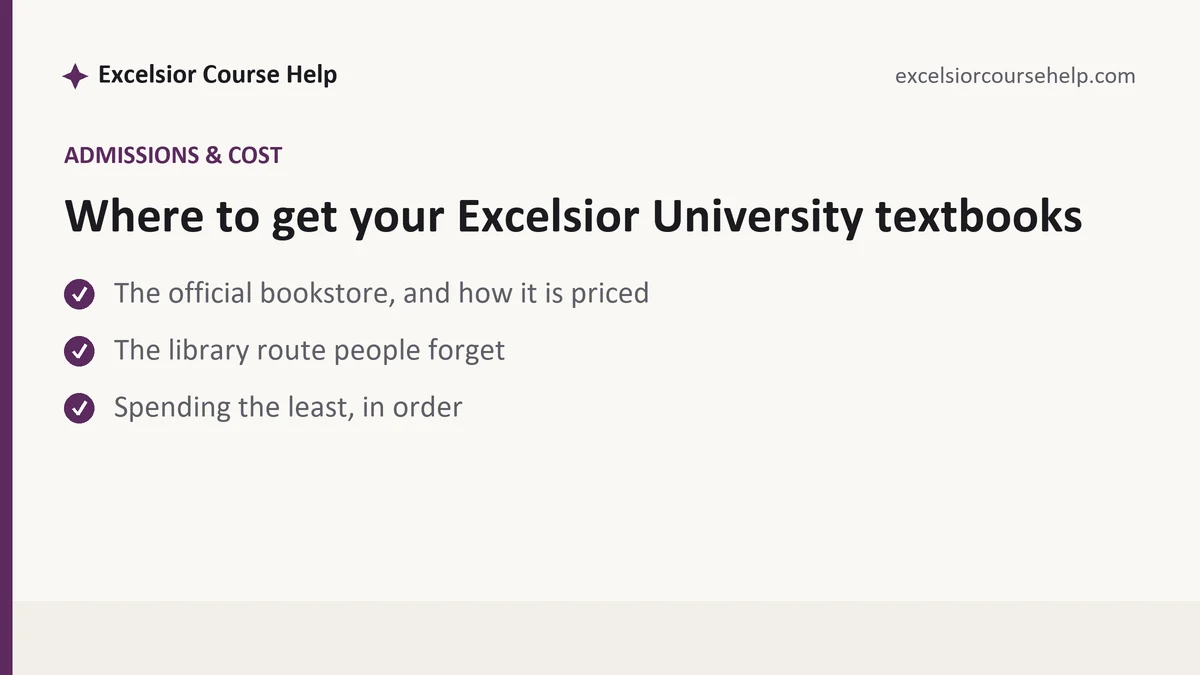 Where to get your Excelsior University textbooks, a Excelsior student guide, from Excelsior Tutorship